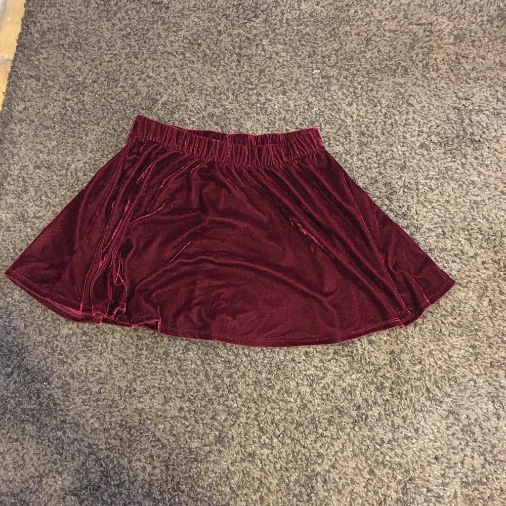 Red velvet skirt